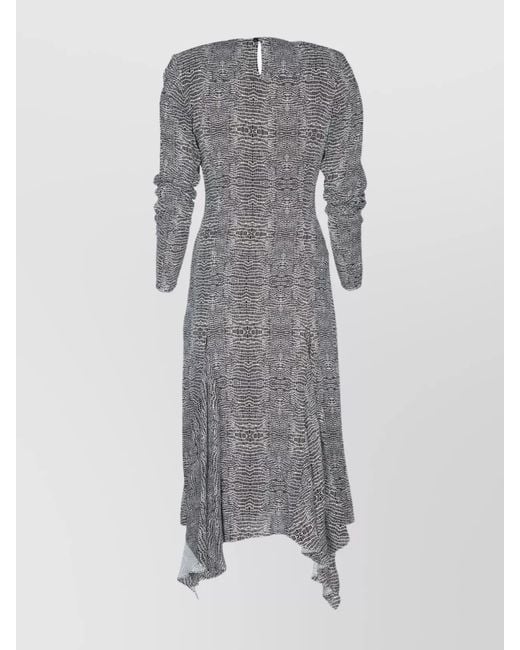 Elisabetta Franchi Gray Python-Print Midi Dress