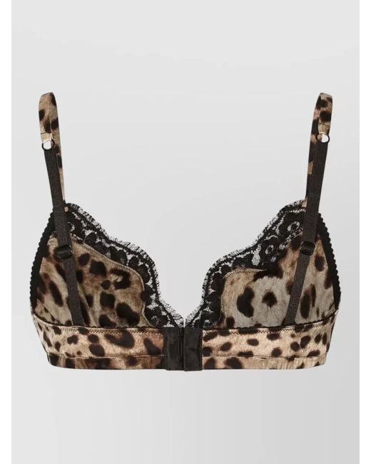 Dolce & Gabbana Black Silk Leopard-Print Soft-Cup Bra