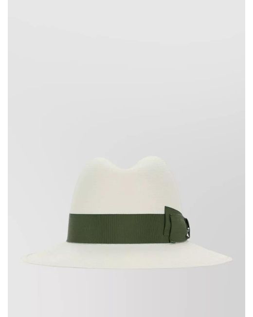 Borsalino Green Giulietta Panama Hat Grosgrain Ribbon Crown