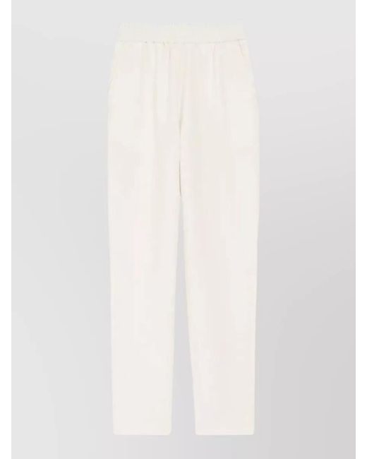 AMI White Elasticated Waist Tailored Trousers