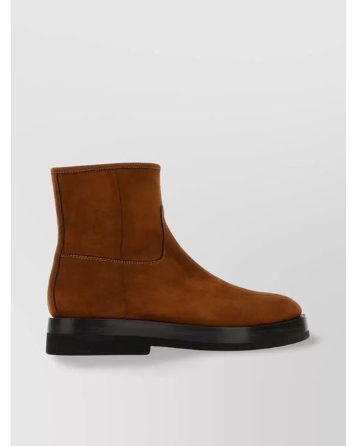 Santoni Brown Suede Leather Ankle Boots for men