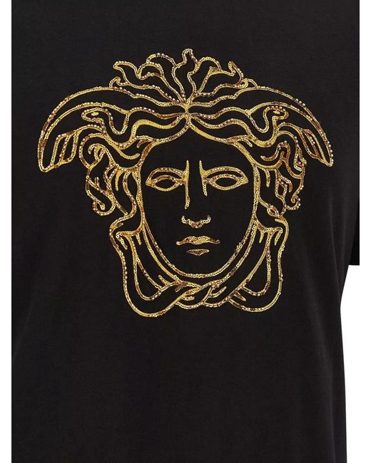 Versace Black Medusa Motif Regular Fit Short Sleeve Shirt for men