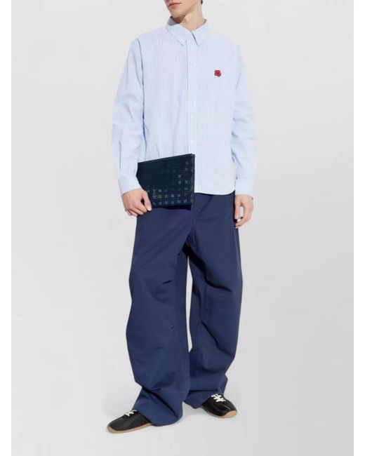KENZO White Seersucker Cotton Casual Shirt for men