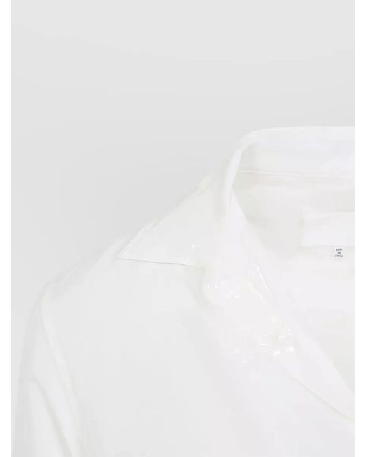 Maison Margiela White Silk Shirt Long Sleeves Tape Detail Collar for men