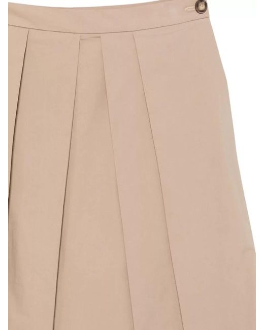 Emporio Armani Natural High Waist Cotton Skirt Button Detail