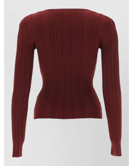 Self-Portrait Red Lace Trim Knitted Top