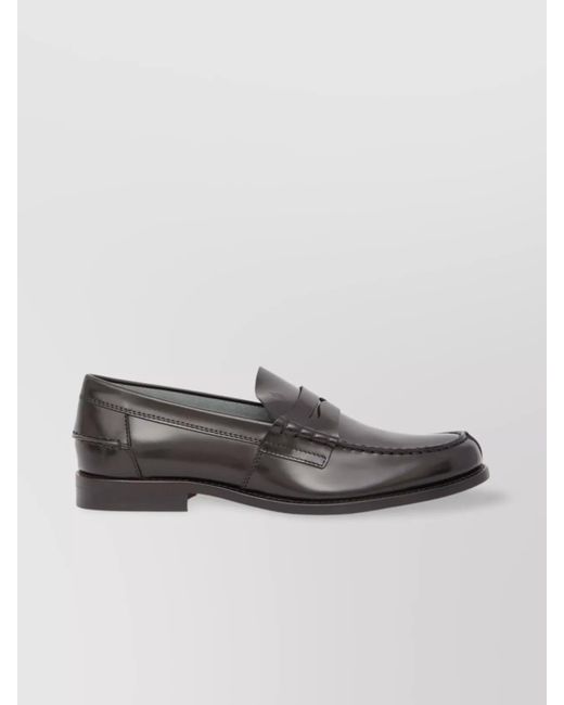Tod's Gray Leather Loafers With Penny Strap for men