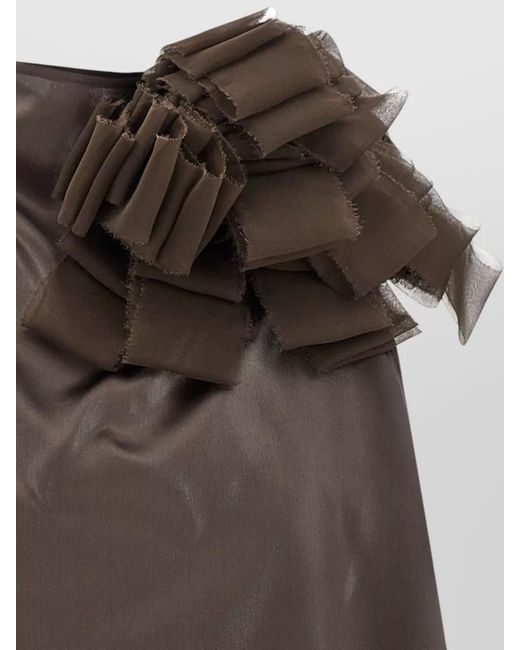 Magda Butrym Brown Silk Lace High-Neck Blouse