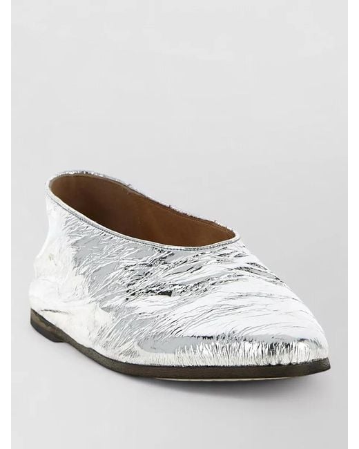 Marsèll White Coltellaccio Flat Loafers Round Toe Metallic