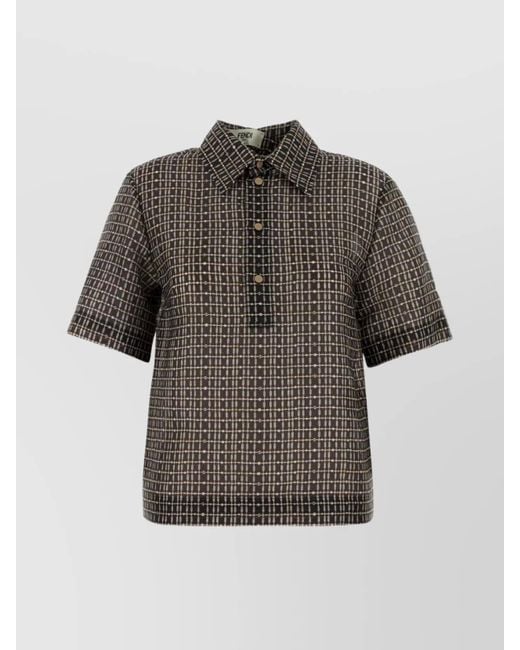Fendi Gray Silk Polo Shirt