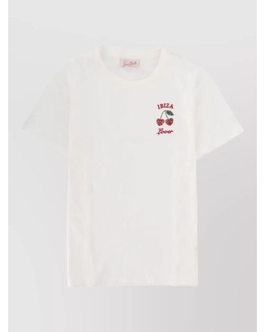 Mc2 Saint Barth White Emilie Crew Neck Graphic Embroidery T-Shirt