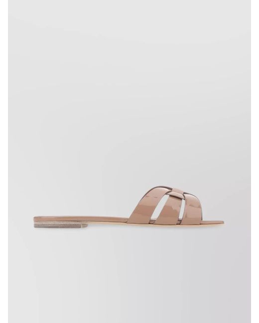 Saint Laurent Natural Leather Tribute Flat Sandals