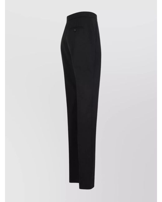 McQueen Blue Wool High-Rise Straight-Leg Trousers