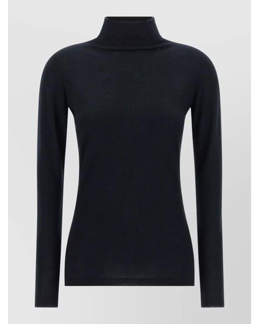Fabiana Filippi Blue Cashmere Silk Turtleneck Sweater Long Sleeves