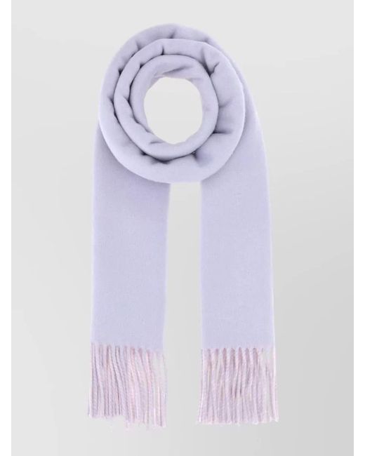 Burberry Blue Cashmere Reversible Scarf Featuring Fringe Detail