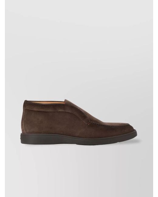 Santoni Brown "Dragon" Suede Ankle Boots With Round Toe for men