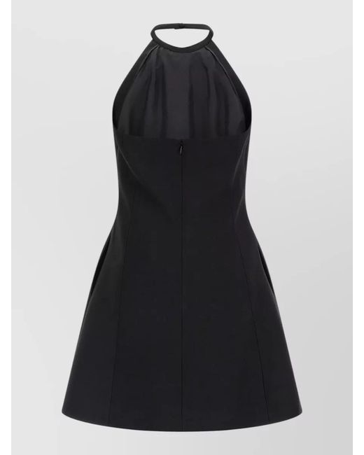 Valentino Garavani Black Dress Front Embroidery Halter Neckline