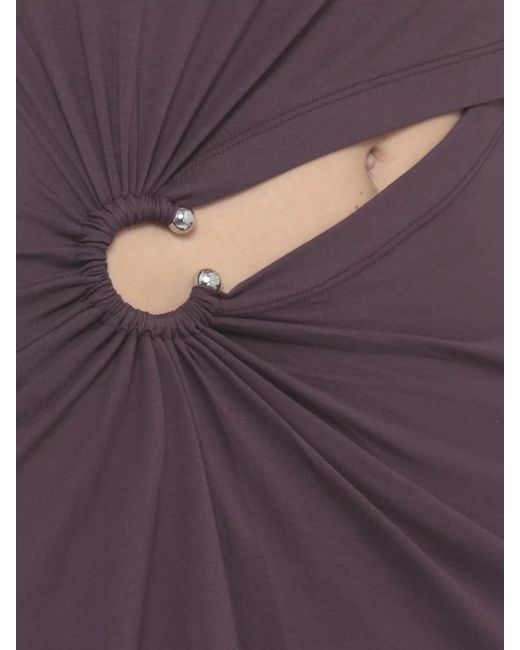 Rabanne Purple Asymmetric Cotton Dress Metal Neckline Hem