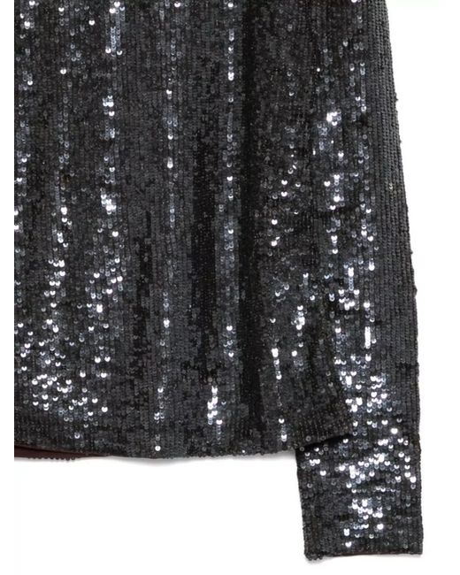 P.A.R.O.S.H. Black Sequined Long-Sleeve Blouse