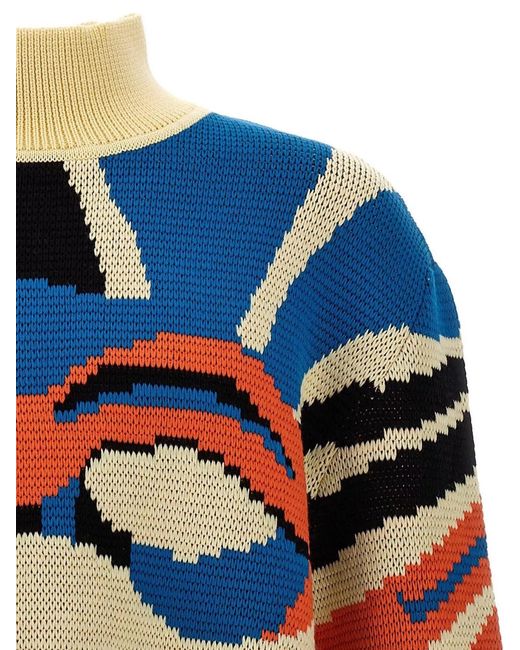 Bluemarble Blue Virgin Wool Jacquard Jumper for men