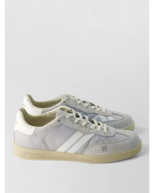 Woolrich Gray Leather Paneled Low-Top Sneakers