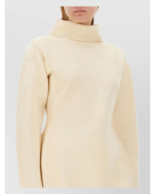 Jil Sander Natural Wool Regular-Fit Turtleneck Knitted Dress
