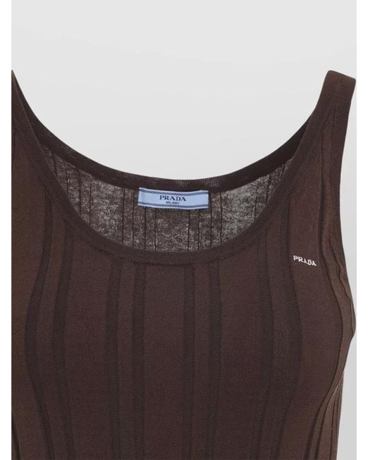 Prada Brown Ribbed Knit Tank Top