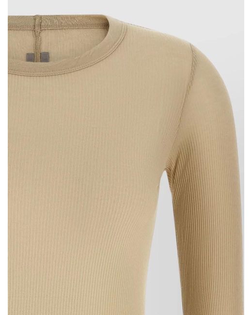 Rick Owens Natural Silk Blend Ribbed Long-Sleeve T-Shirt