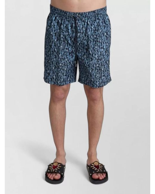 Dolce & Gabbana Blue Printed Swim Shorts for men