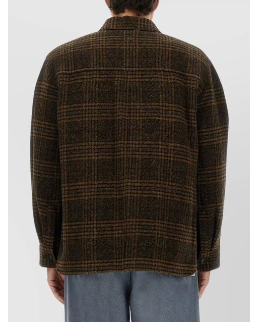 Isabel Marant Black Virgin Wool Checked Relaxed-Fit Shirt Jacket for men
