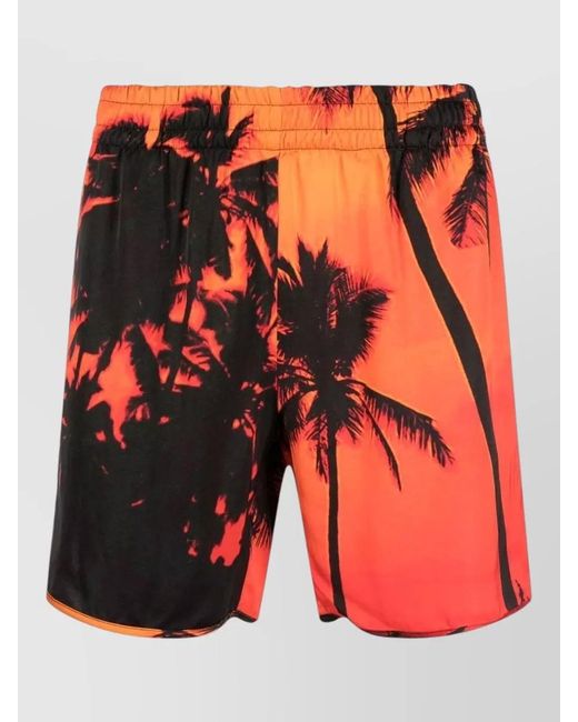 BLUE SKY INN Orange Tropical Palm Tree Print Quick Dry Trunks for men