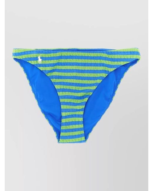 Polo Ralph Lauren Blue Pony Bikini Bottoms Elastic Waistband Stripes