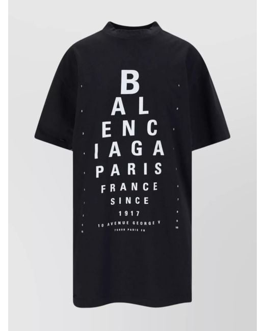 Balenciaga Black Cotton Oversized Mock Neck Logo Print T-Shirt