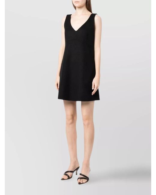 P.A.R.O.S.H. Black Wool V-Neck Sleeveless Mini Dress