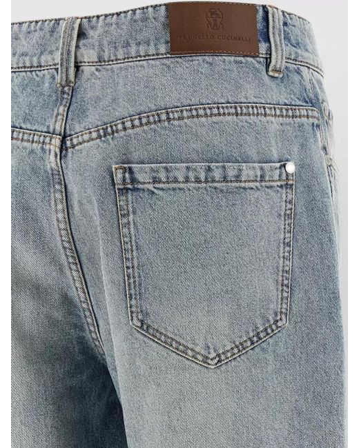 Brunello Cucinelli Gray Denim High-Rise Cropped Straight-Leg Jeans