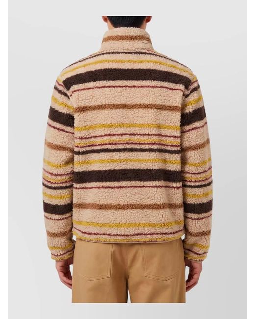 Moncler Brown Zip Cardigan Raised Collar Teddy Effect for men