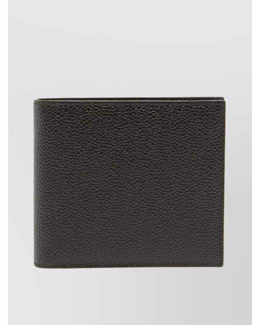 Thom Browne Black Pebble Grain Leather Bifold Wallet for men