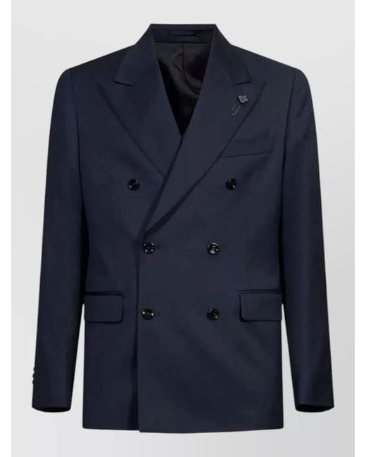 Lardini Blue Double Breasted Tailored Coat for men