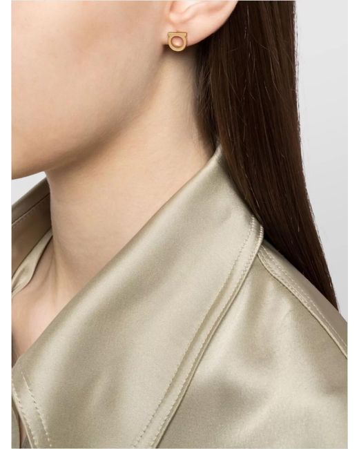 Ferragamo Multicolor Brass Gancini Stud Earrings