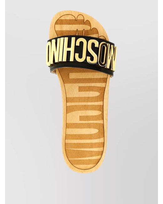 Moschino Metallic Leather Clog Sandals
