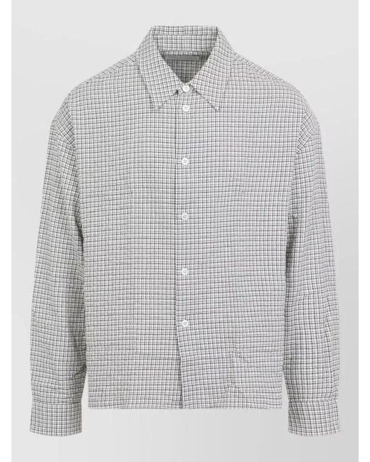 Studio Nicholson Gray Checked Long-Sleeve Shirt for men