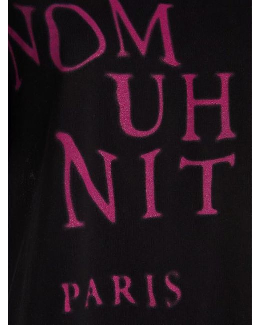 Ih Nom Uh Nit Black Crew Neck Graphic Print Short Sleeve Top