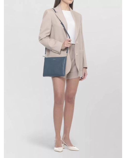 Coccinelle Blue Pebbled Leather Clutch Bag Removable Strap