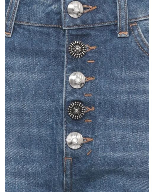 Dondup Blue Straight Leg Cotton Jeans Rolled Cuffs