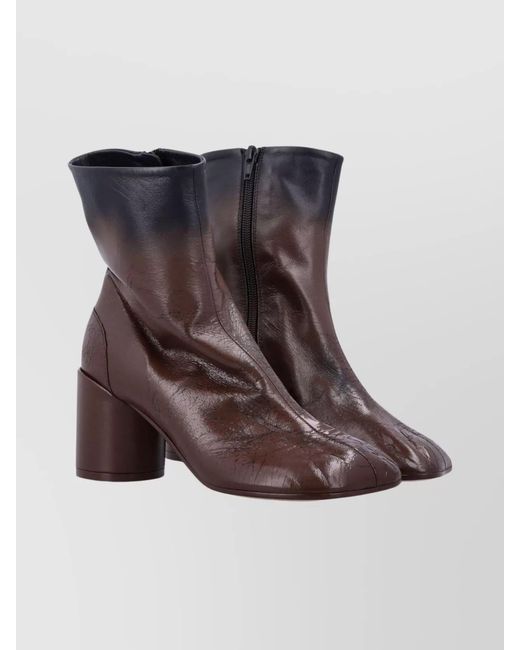 MM6 by Maison Margiela Brown Leather Ankle Boots