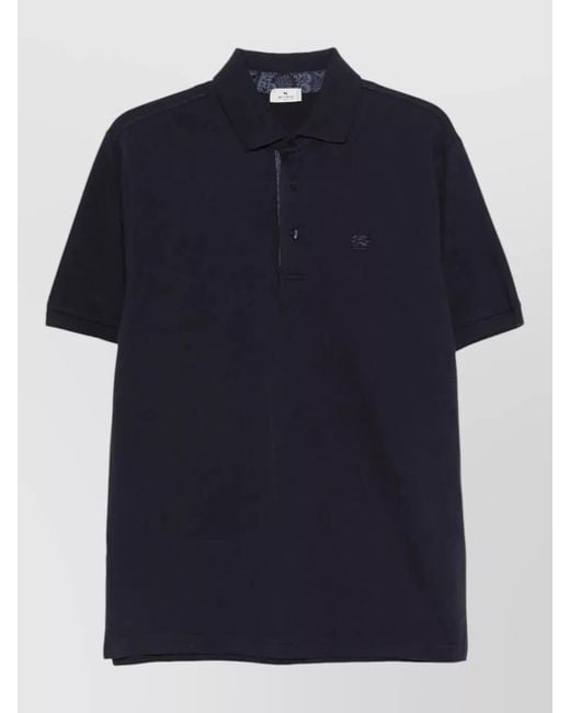Etro Blue Cotton Polo Shirt for men