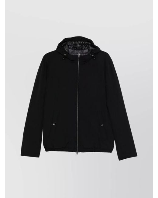 Herno Black Short Down Hooded Jacket for men