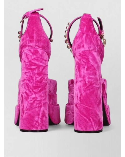 Versace Pink Velvet Platform Sandals