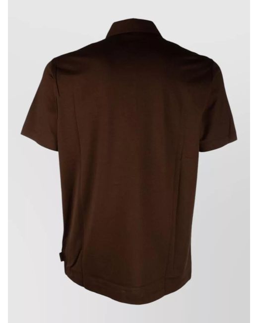 Zanone Black Short Sleeves Polo Collar Menswear Shirt for men