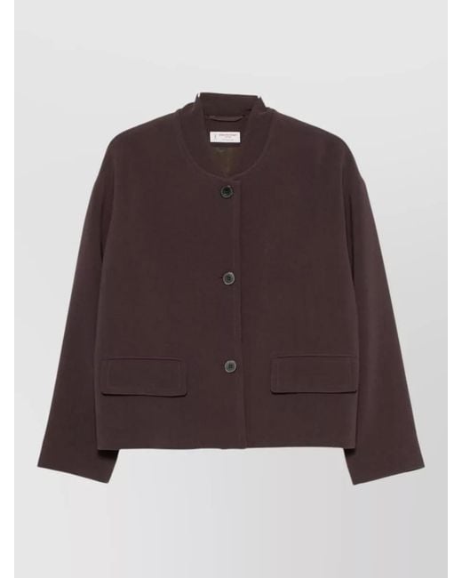 Alberto Biani Brown Cropped Blazer Long Sleeves Two Pockets